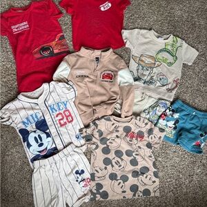 Disney Character Kids Tops & Shorts Bundle - Red, Beige, Blue